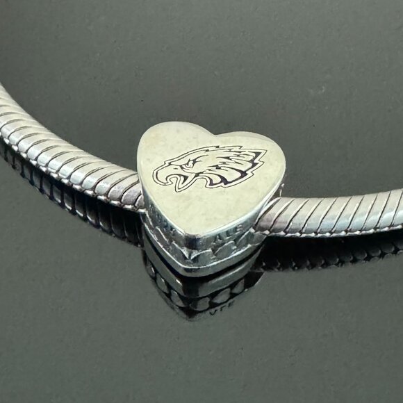 Pandora Philadelphia Eagles Heart Charm S 925 Jewelry - Picture 1 of 6